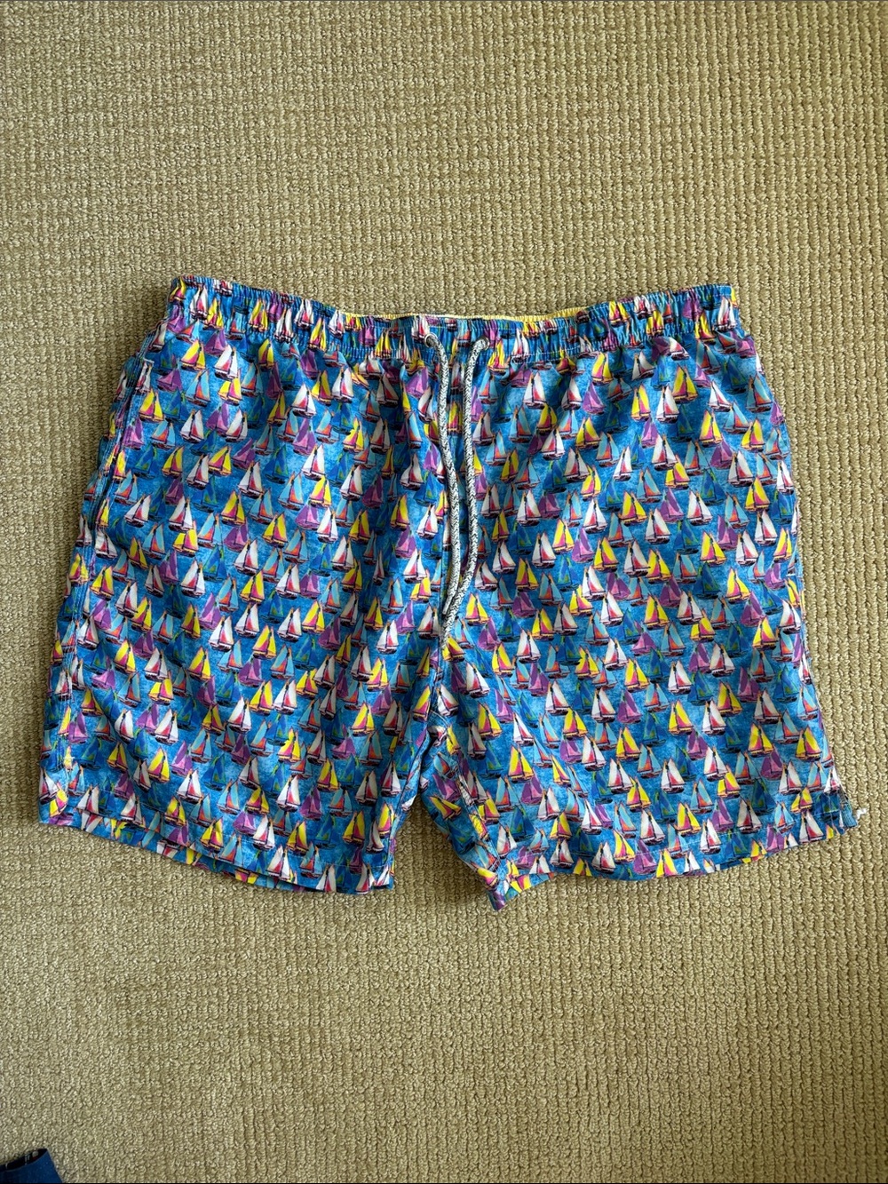 Michaels Bright Blue Sailboat Print Swim Trunks